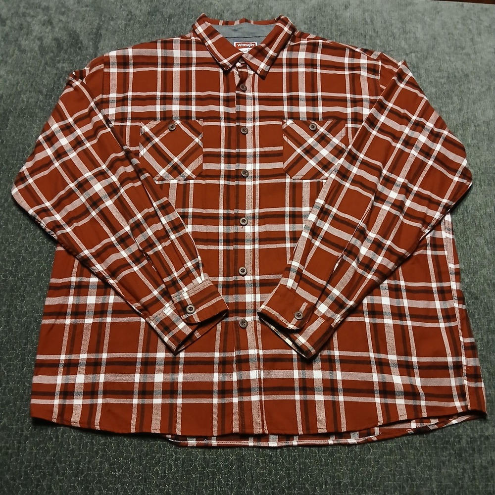 Wrangler Mens 3XL Plaid Button Down Shirt Long Sleeve 100% Cotton